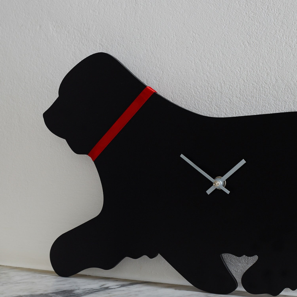 Bearded Collie-klok met kwispelende staart