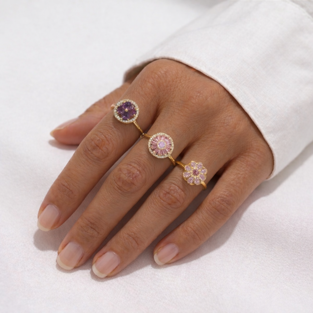 Set van 3 antistressringen met bloemmotief