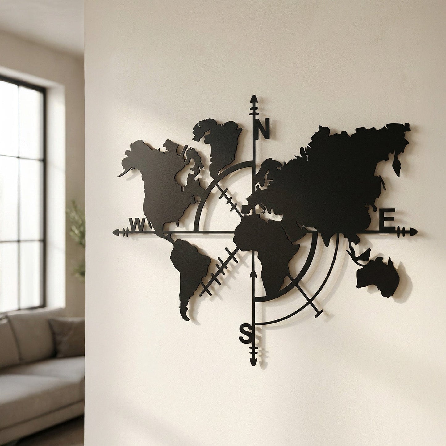Metalen wanddecoratie - Wereldkaart XXL