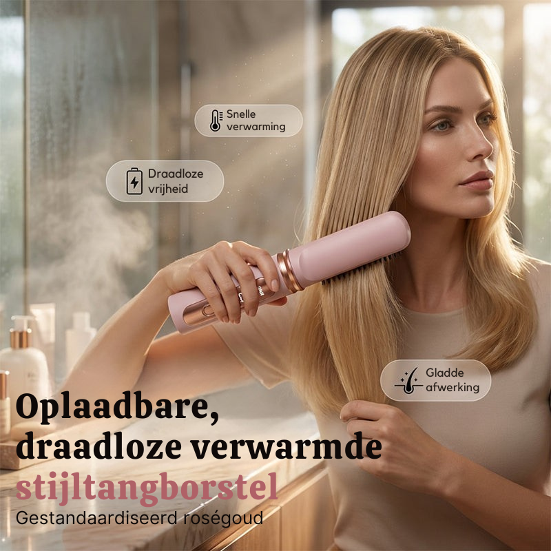 Oplaadbare, draadloze, verwarmbare gladmakende borstel