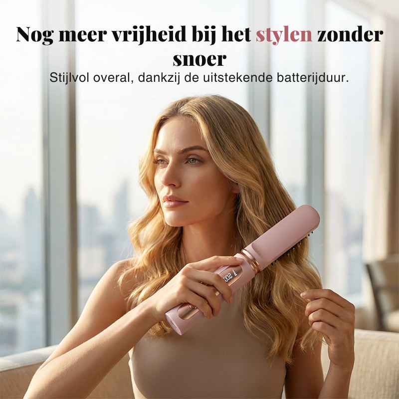 Oplaadbare, draadloze, verwarmbare gladmakende borstel