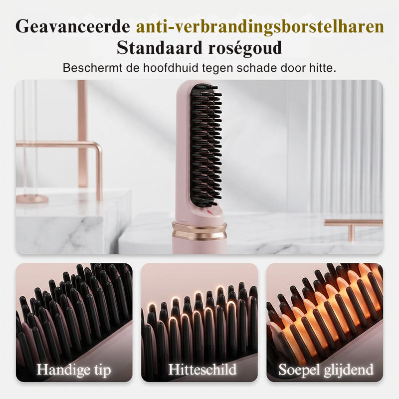 Oplaadbare, draadloze, verwarmbare gladmakende borstel