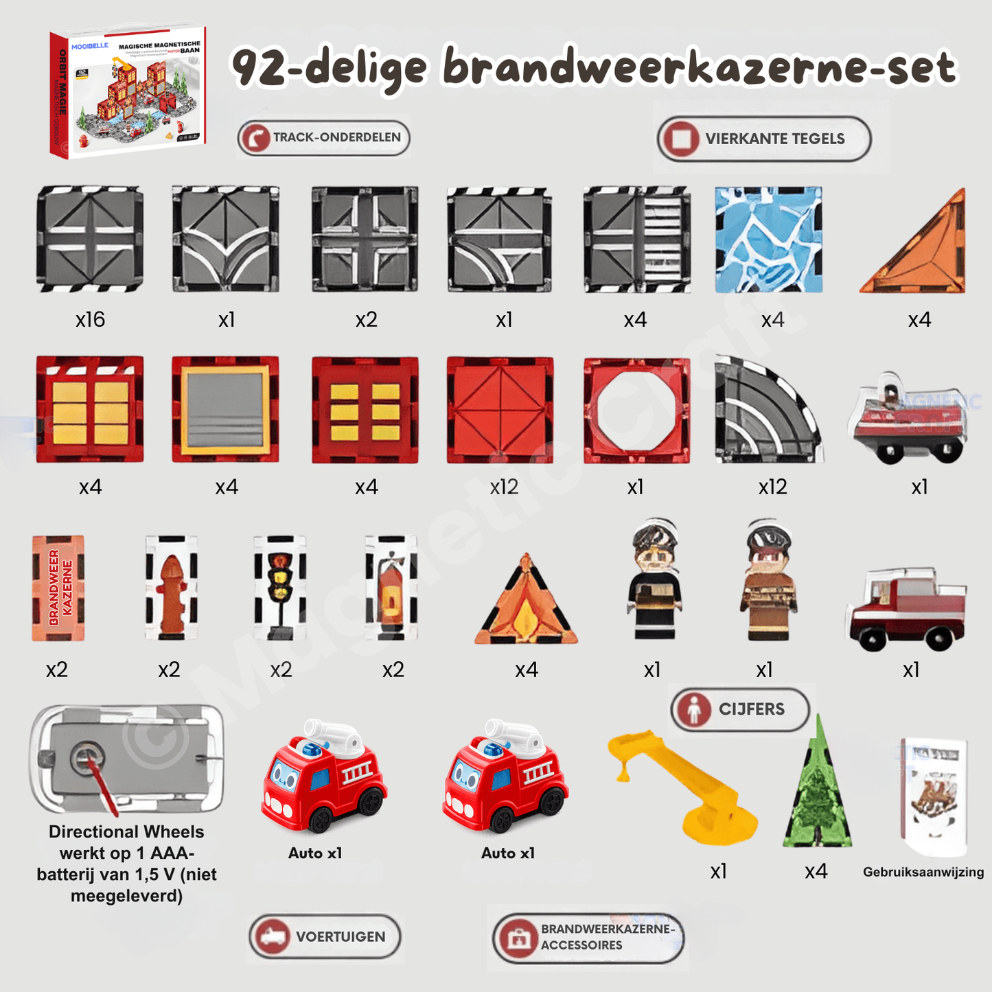 Magnetische tegels met brandweermotief