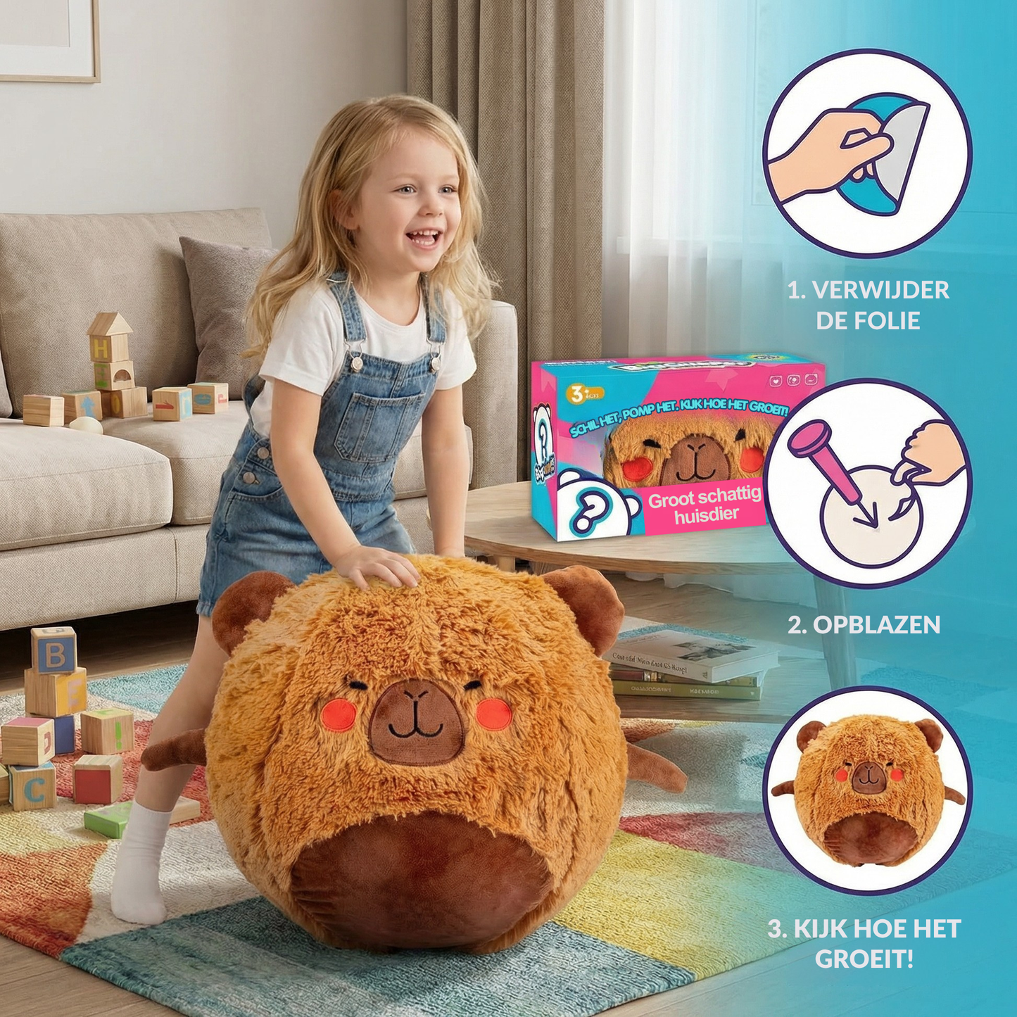 Opblaasbaar pluche springdier – springspeelgoed voor kinderen