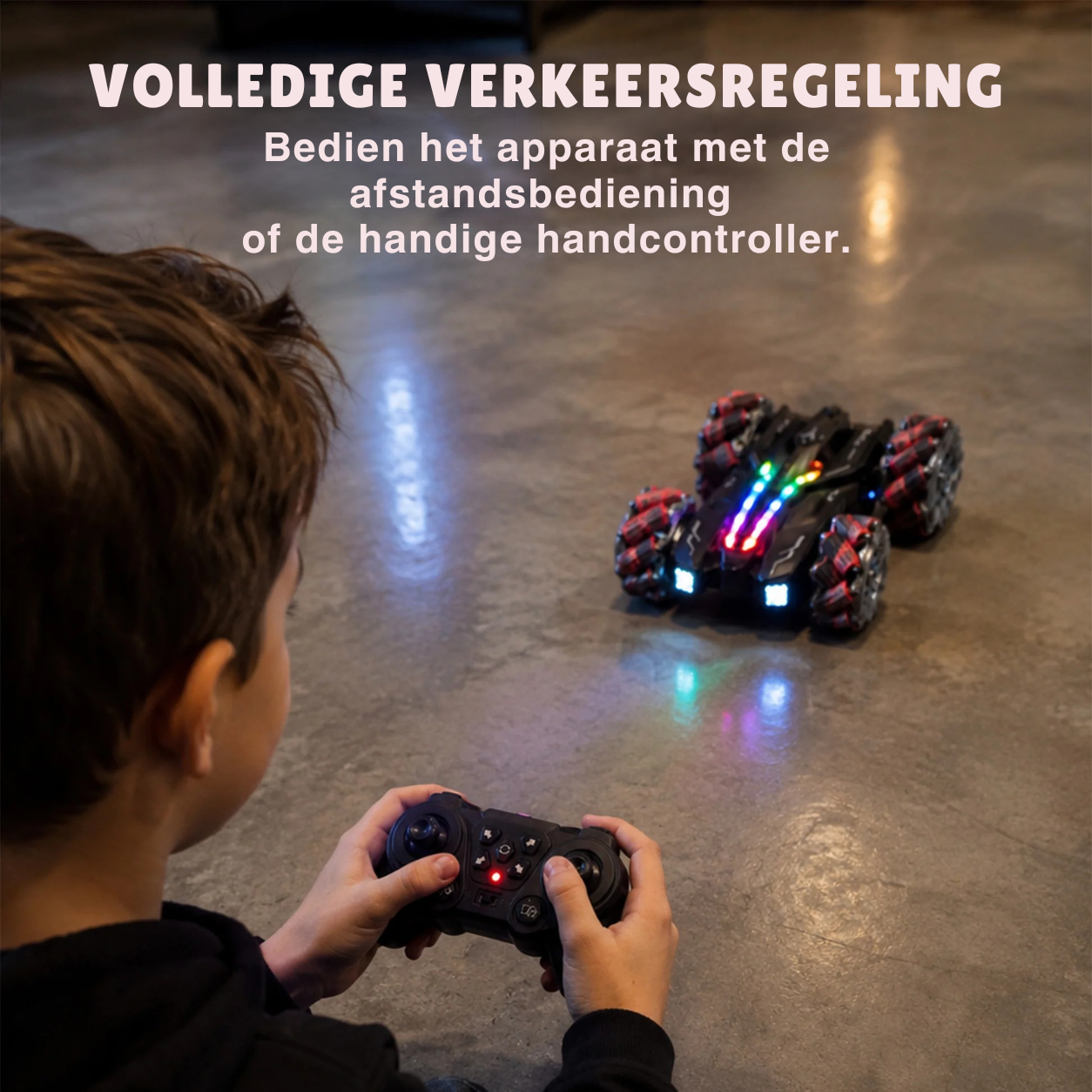 Op afstand bestuurbare auto met 360°-draai en rookeffect (AFSTANDSBEDIENING + POLSBESTURING)