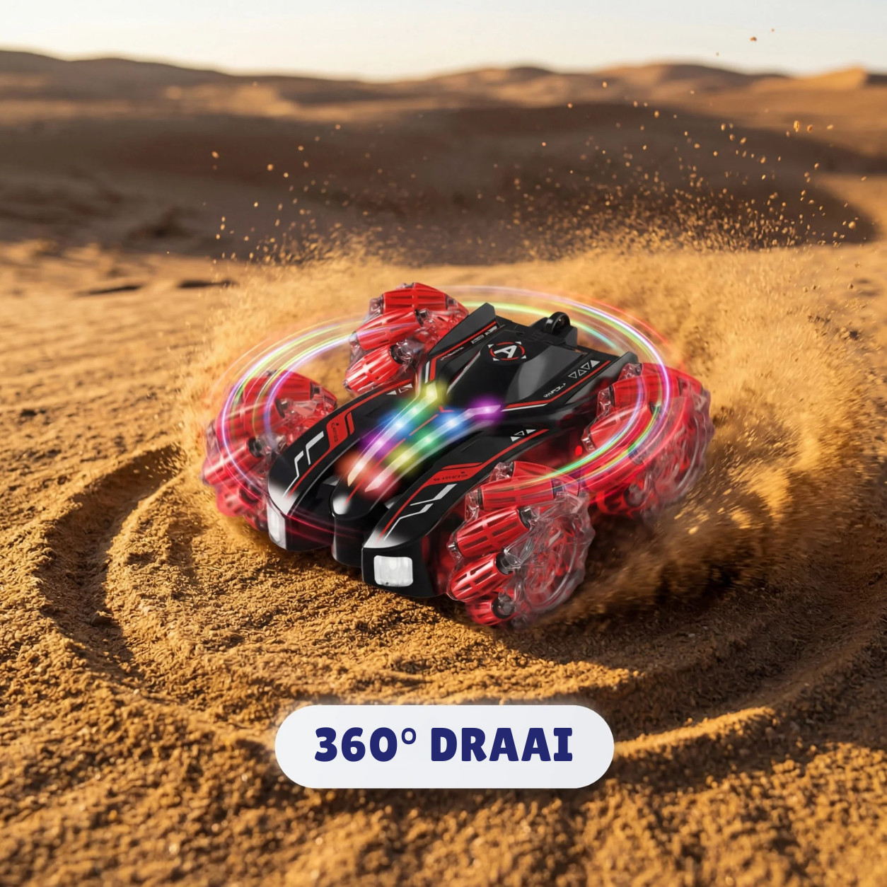 Op afstand bestuurbare auto met 360°-draai en rookeffect (AFSTANDSBEDIENING + POLSBESTURING)