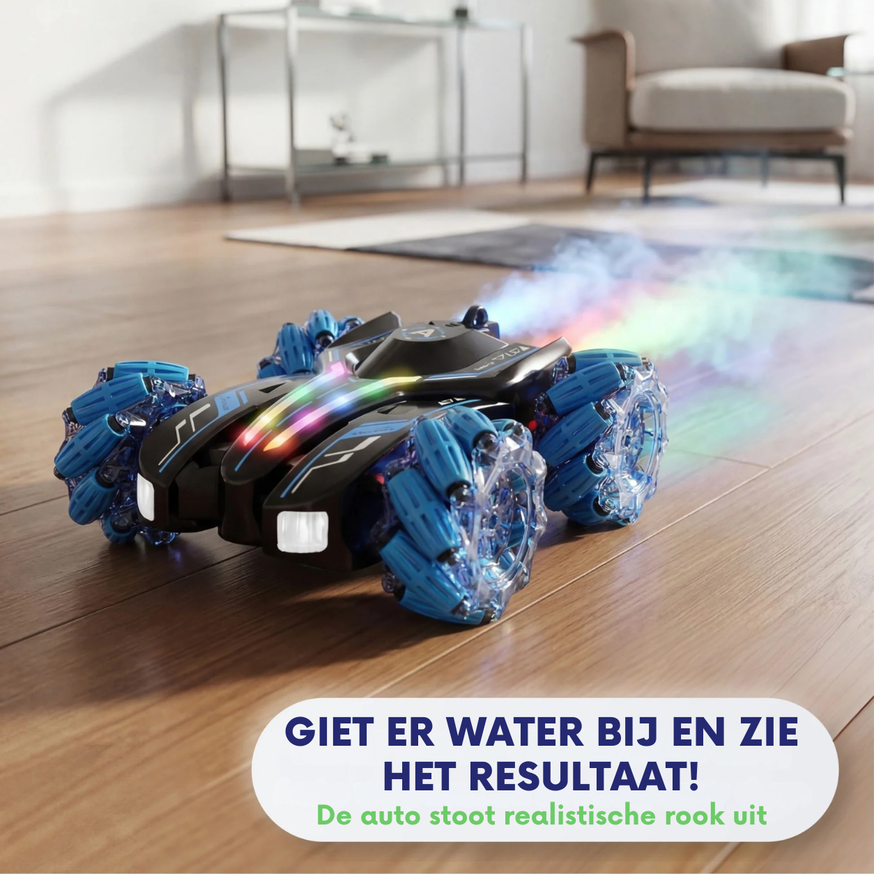Op afstand bestuurbare auto met 360°-draai en rookeffect (AFSTANDSBEDIENING + POLSBESTURING)