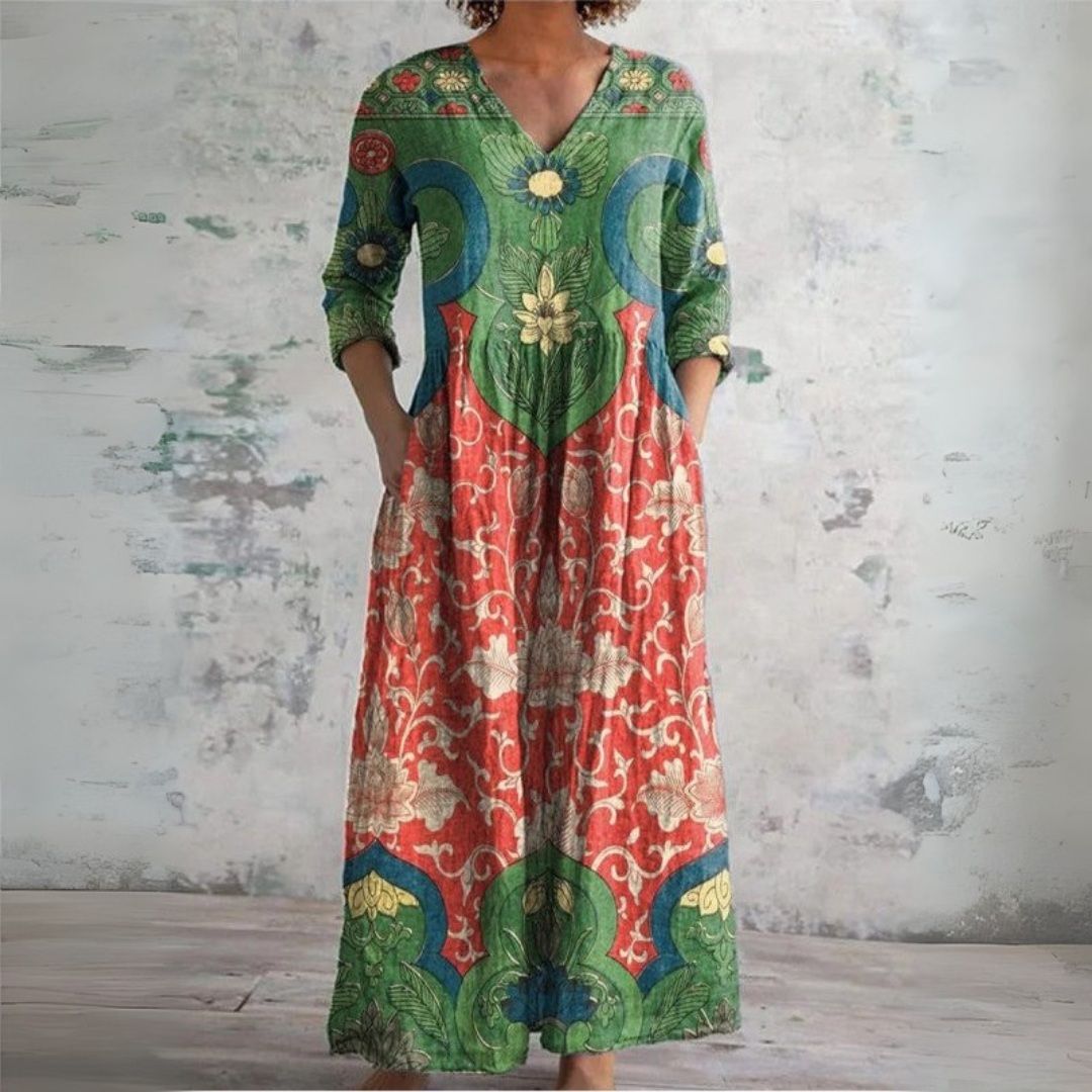 Judith | Vintage maxi-jurk met bloemenprint