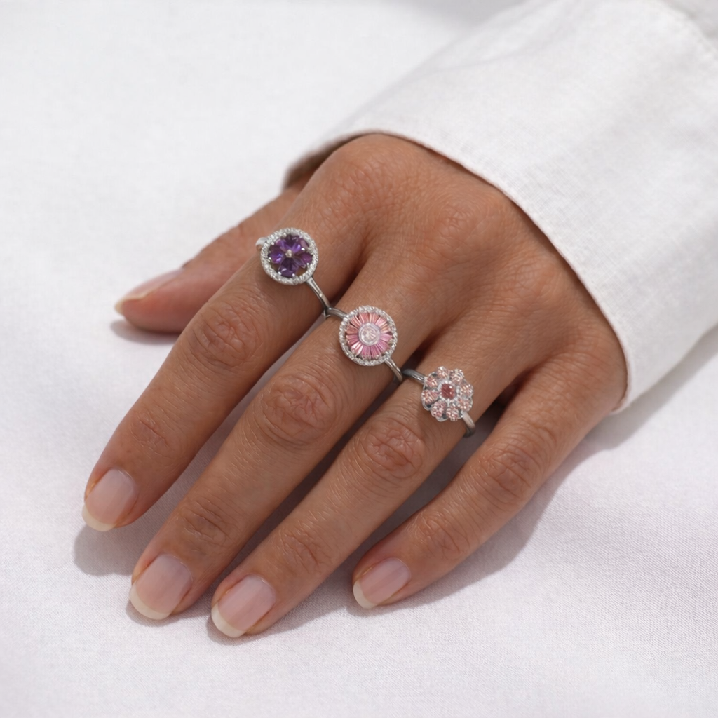 Set van 3 antistressringen met bloemmotief