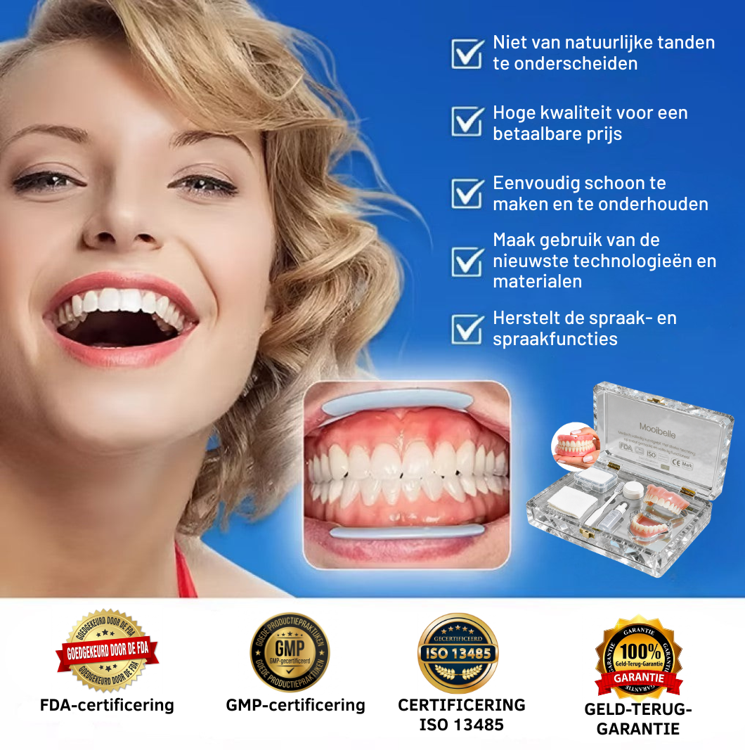 Mooibelle Medical Volledig kunstgebit met sterke hechting: op maat gemaakt, volledig functioneel kunstgebit