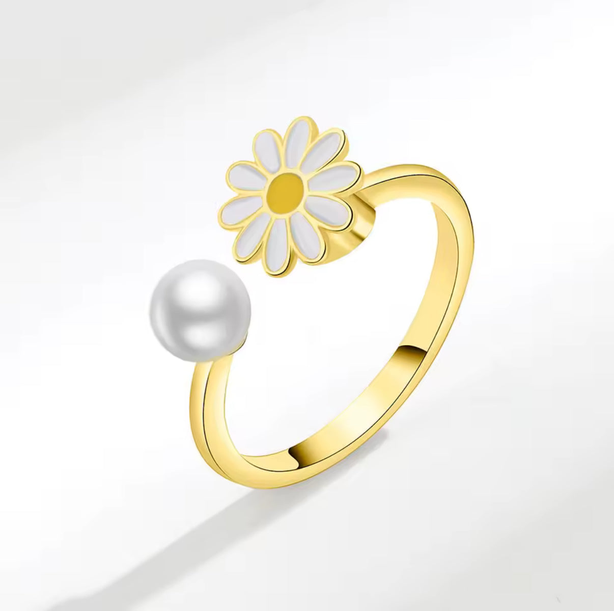 Draaibare ring met madeliefjes