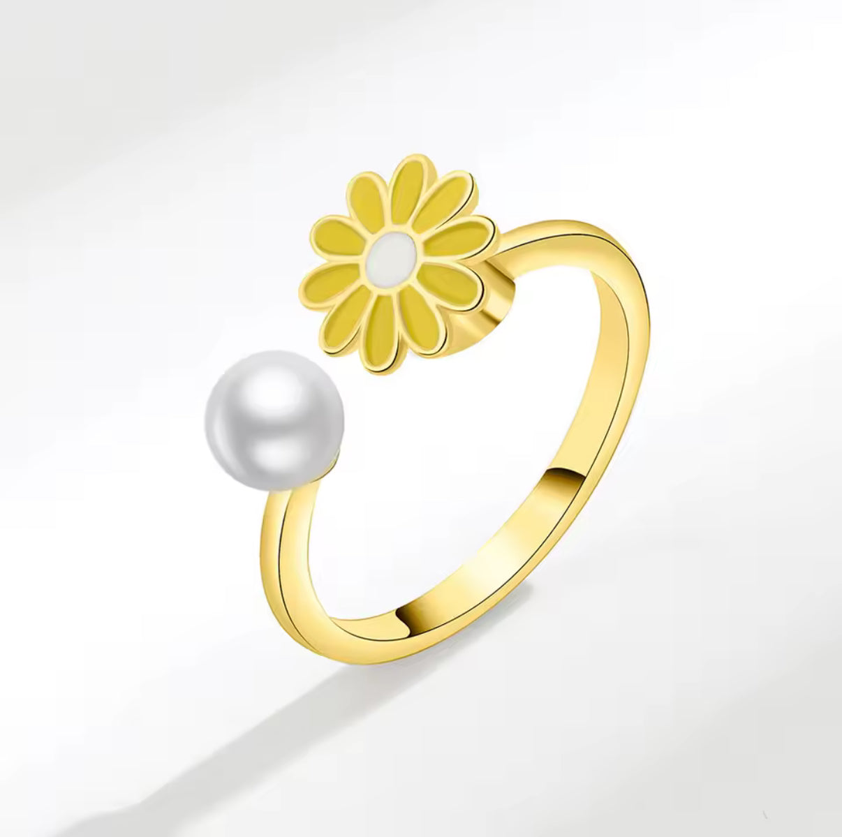 Draaibare ring met madeliefjes