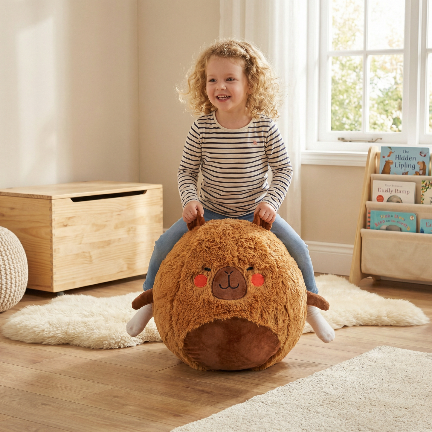 Opblaasbaar pluche springdier – springspeelgoed voor kinderen