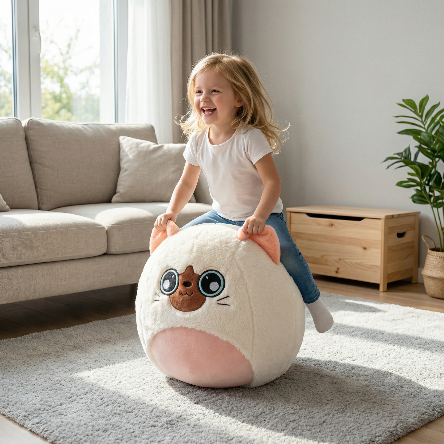 Opblaasbaar pluche springdier – springspeelgoed voor kinderen