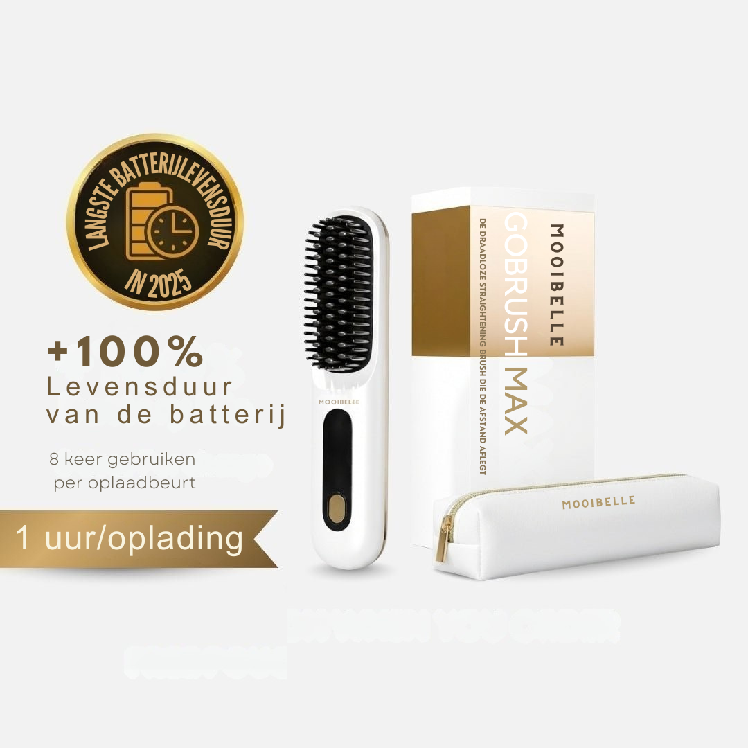 [NIEUW] Mooibelle draagbare stijltangborstel - GoBrush MAX + GRATIS leren etui