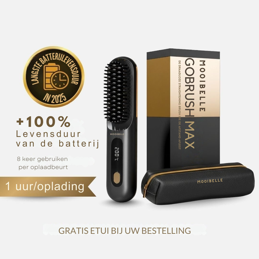 [NIEUW] Mooibelle draagbare stijltangborstel - GoBrush MAX + GRATIS leren etui