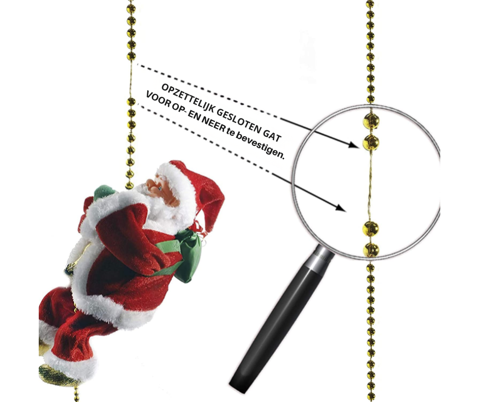 Kerstman aan muzikale klimkoord