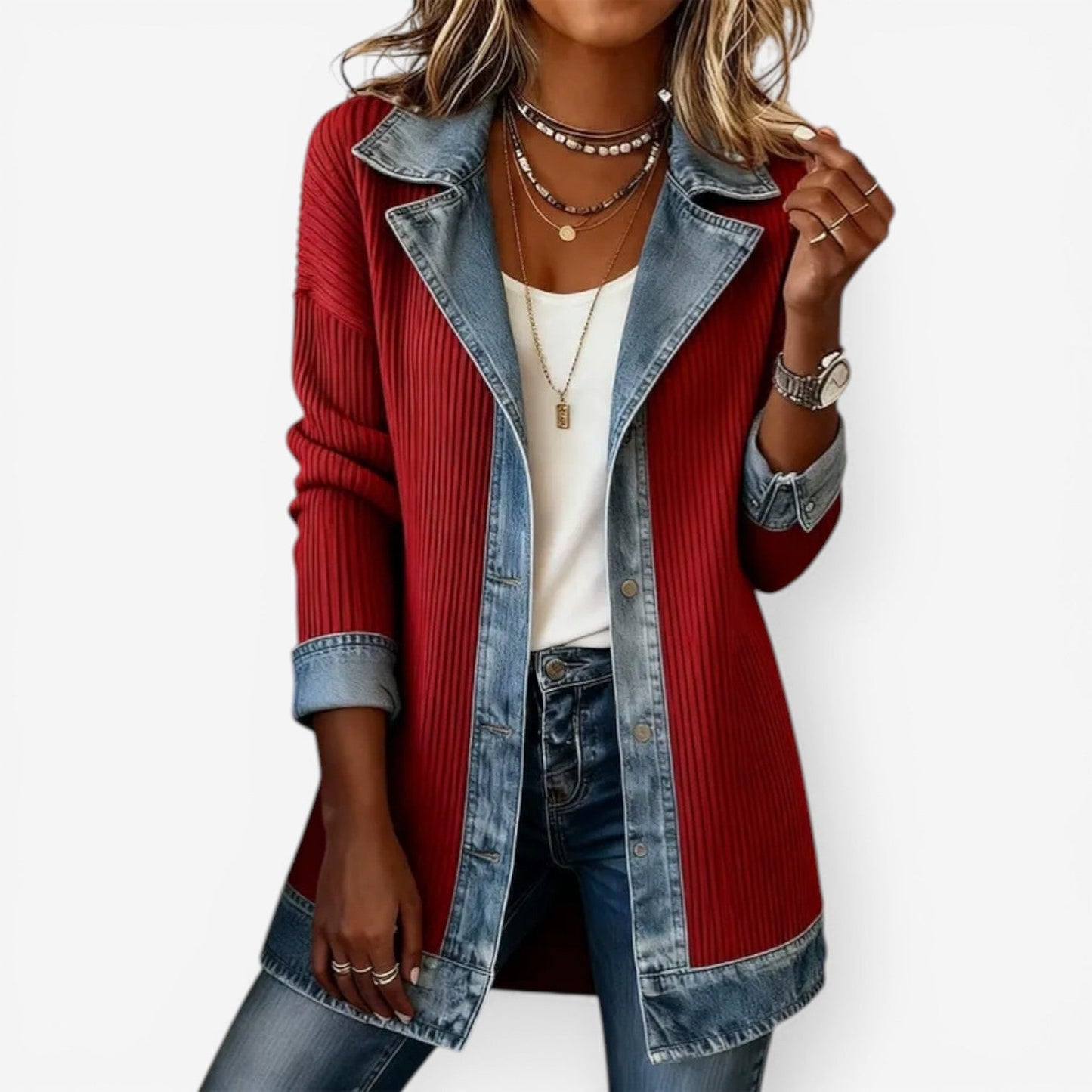 Emilia | Blazer van gemengd denim