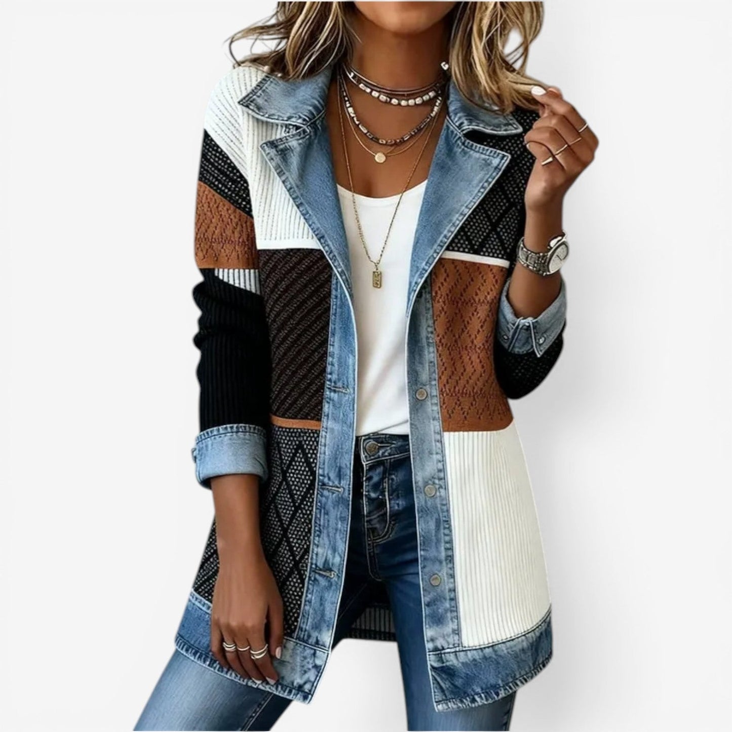 Emilia | Blazer van gemengd denim