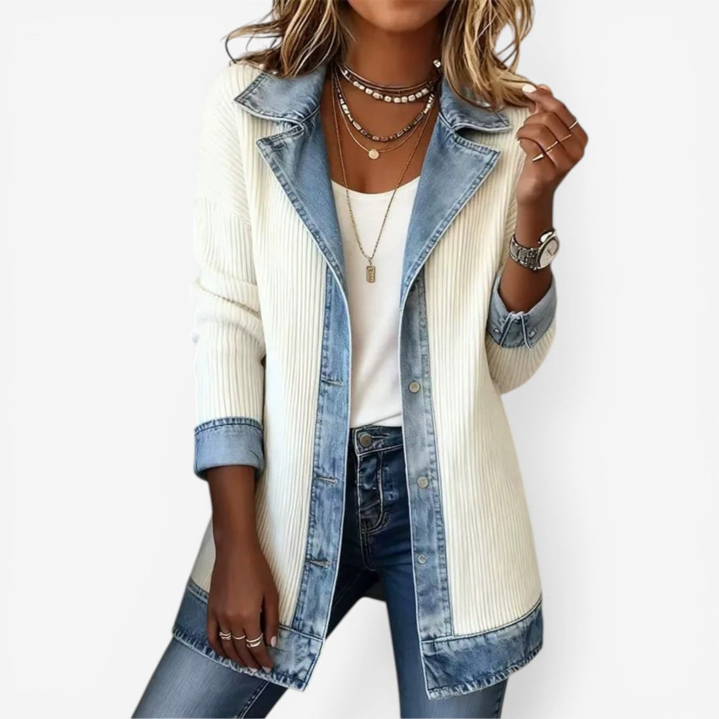 Emilia | Blazer van gemengd denim