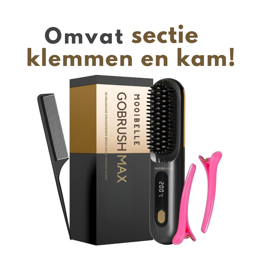 [NIEUW] Mooibelle draagbare stijltangborstel - GoBrush MAX + GRATIS leren etui