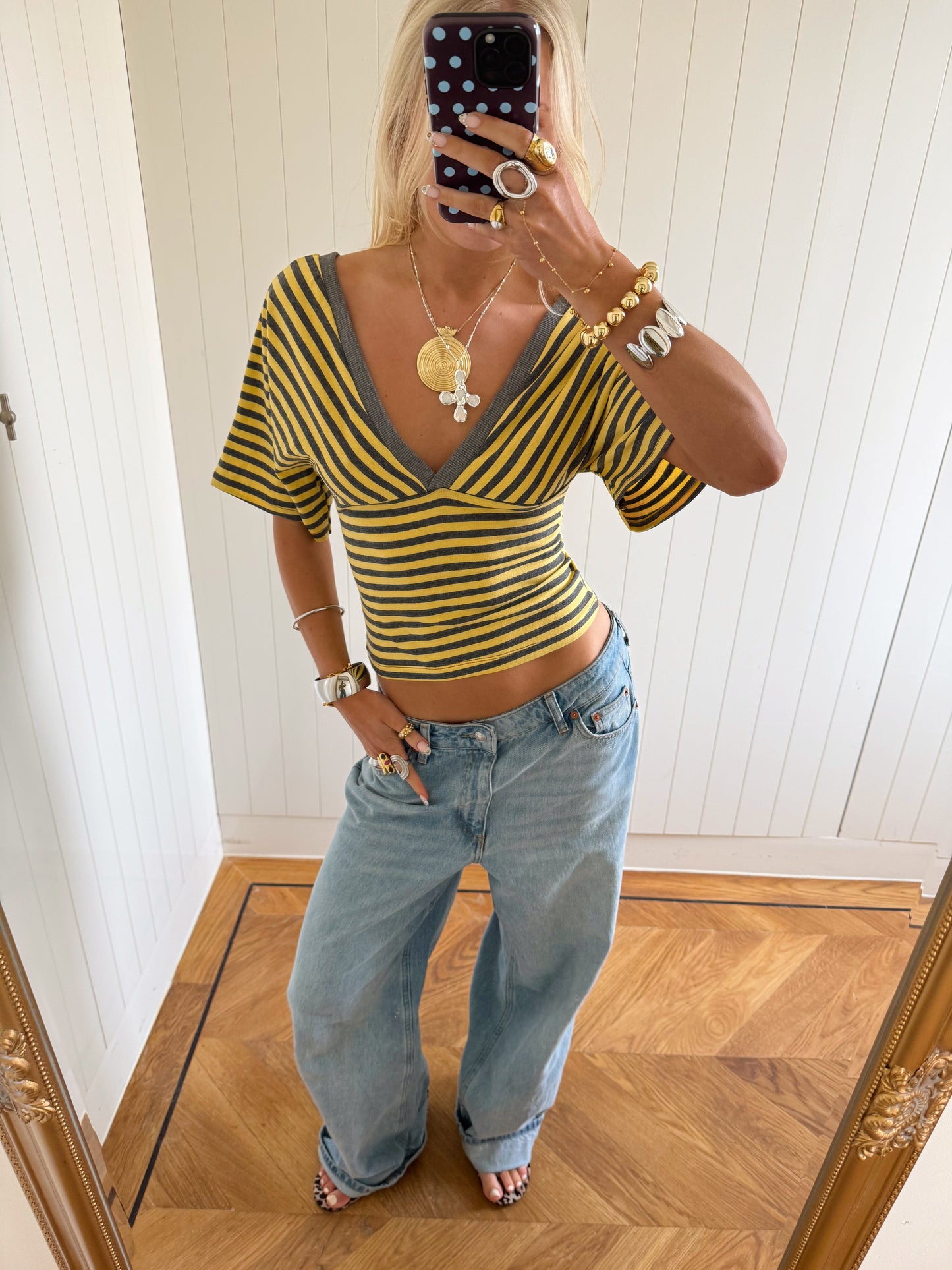Blouse met strepen - Grijs/geel