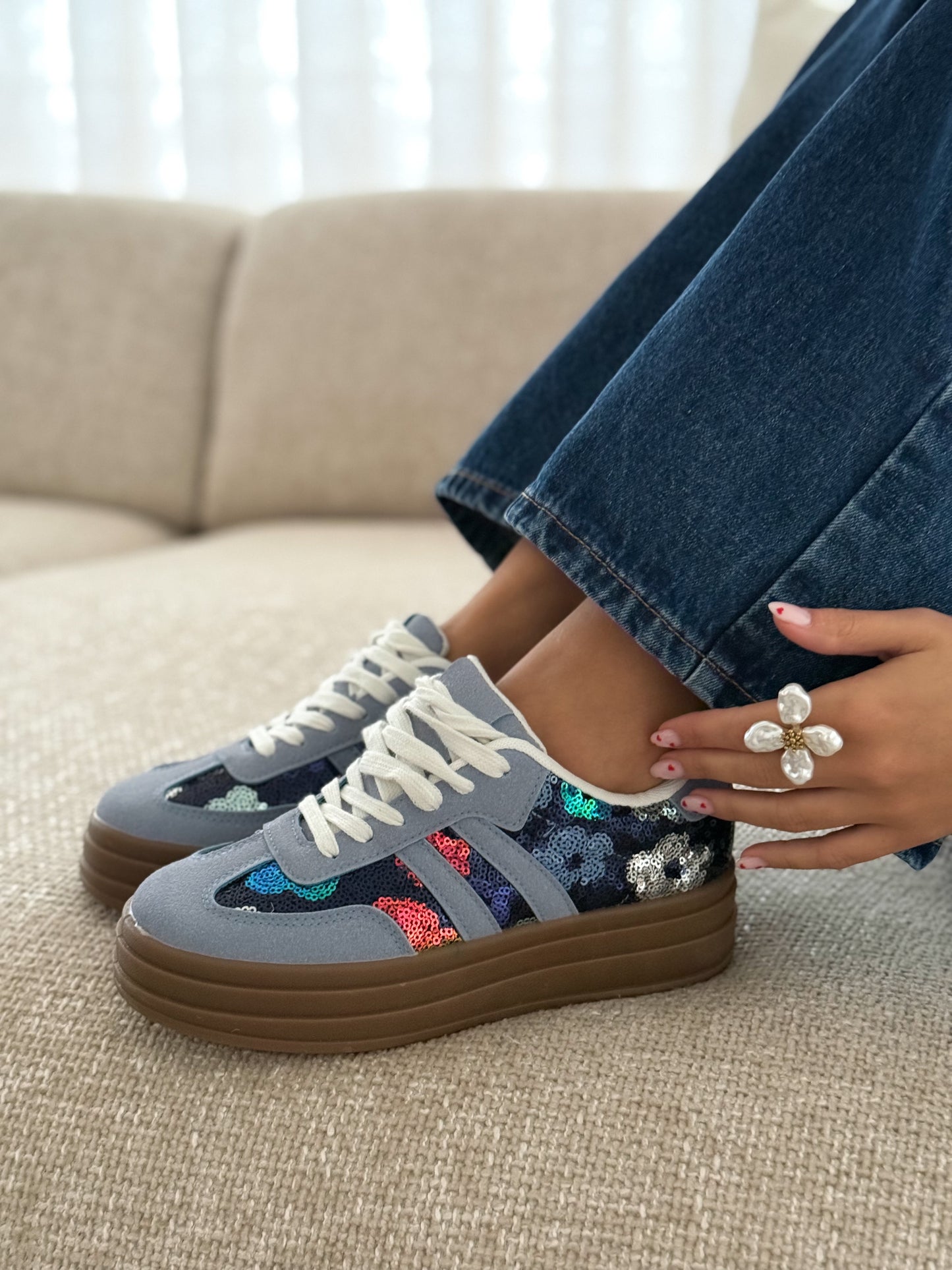 Enalya | Blauwe sneakers