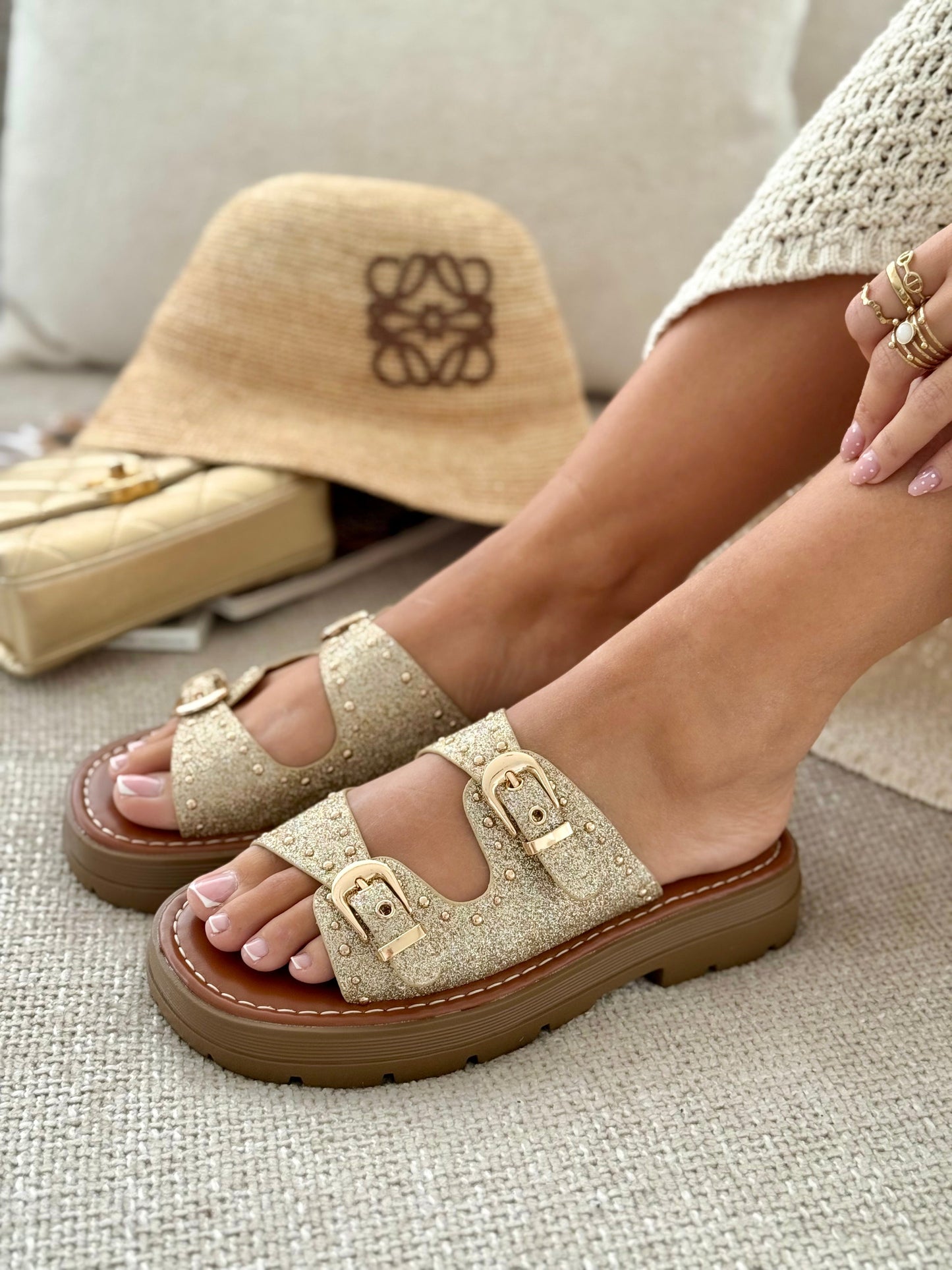 Carine | Gouden sandalen