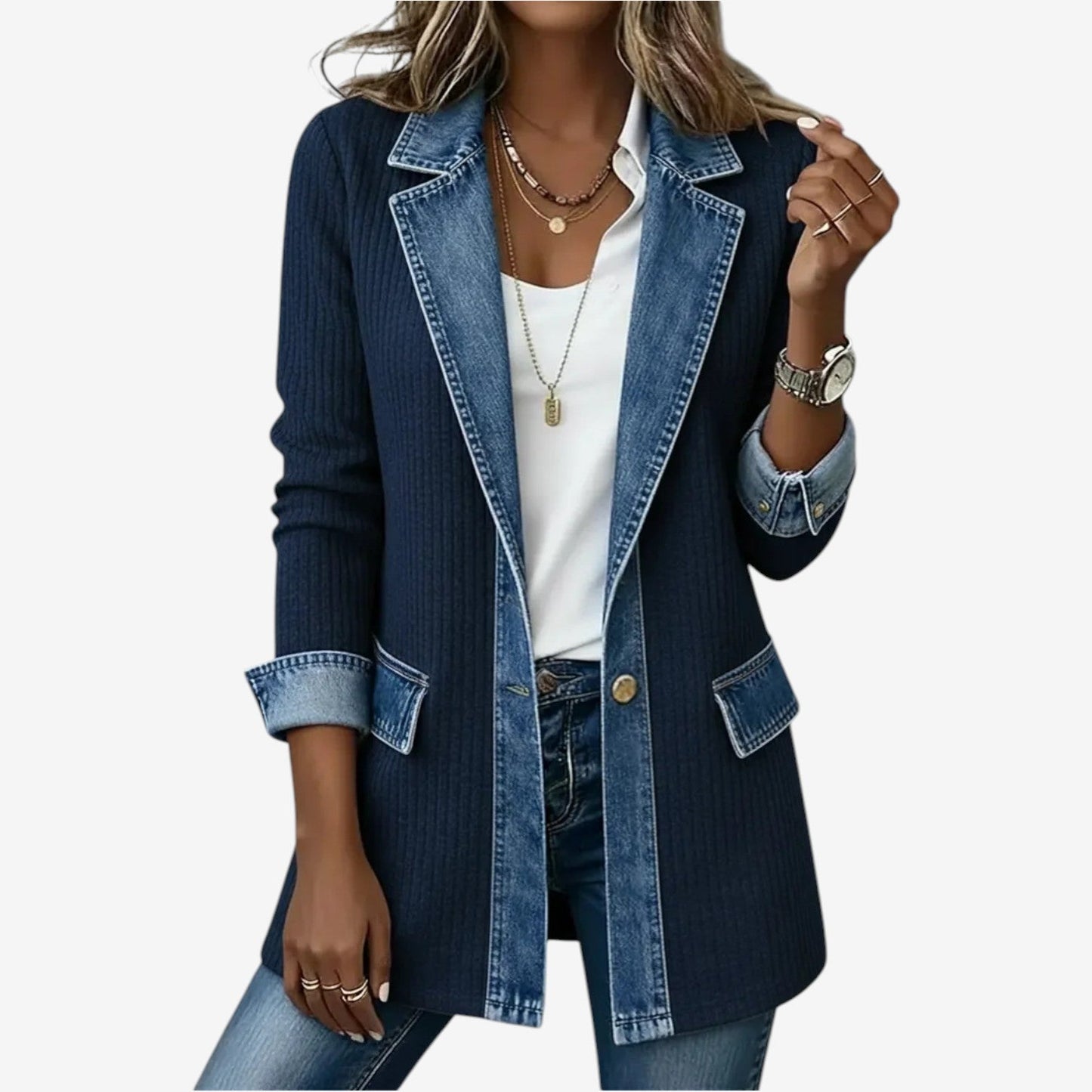 Emilia | Blazer van gemengd denim