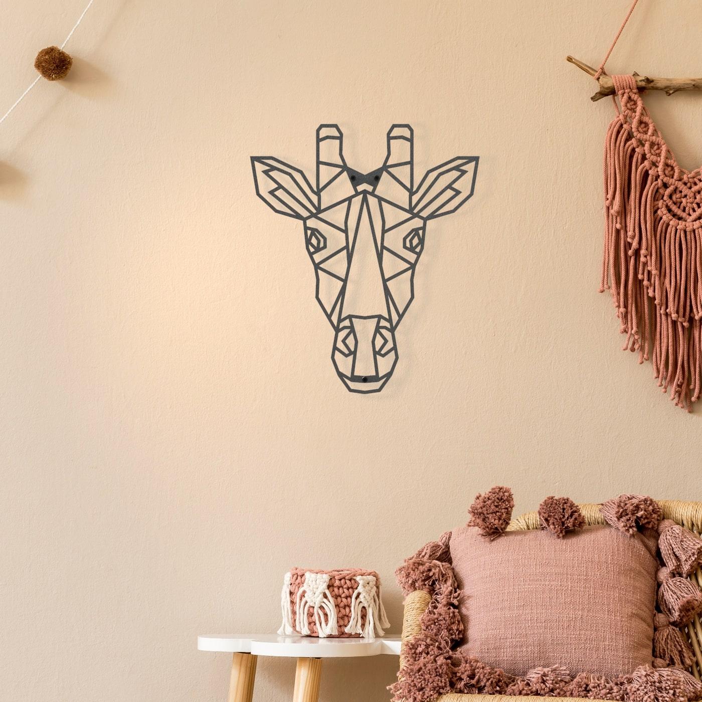 Metalen wanddecoratie - Girafje
