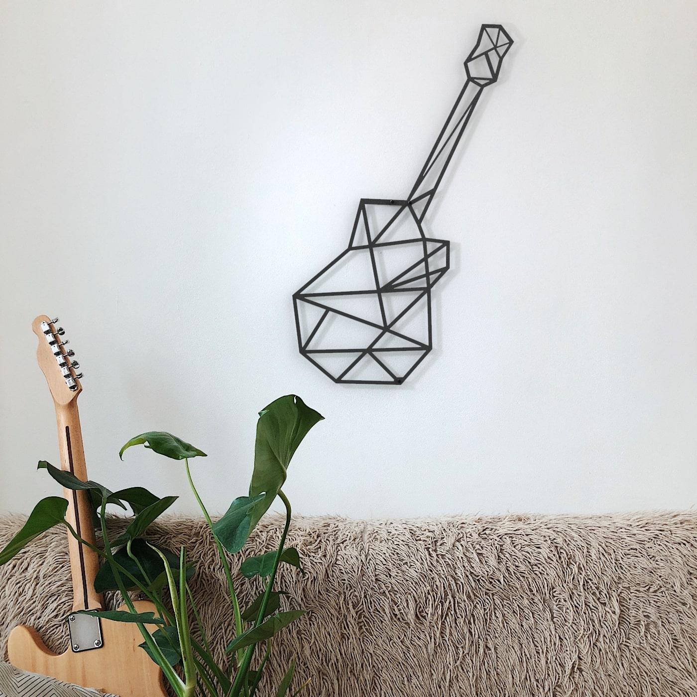Metalen wanddecoratie - Gitaar