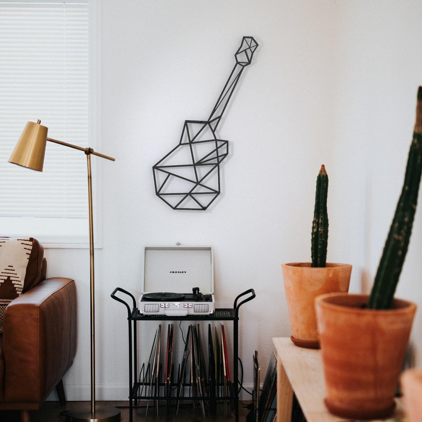 Metalen wanddecoratie - Gitaar