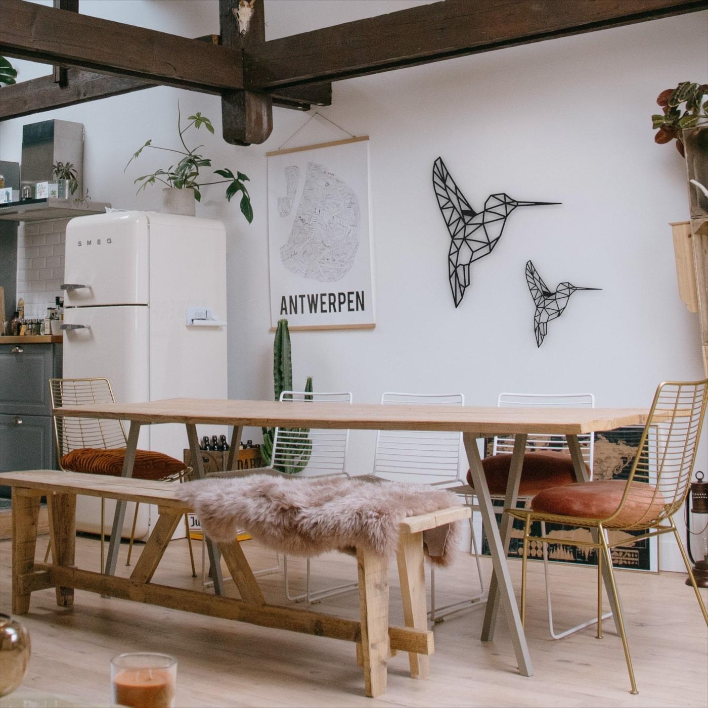 Metalen wanddecoratie - Kolibrie set van 2