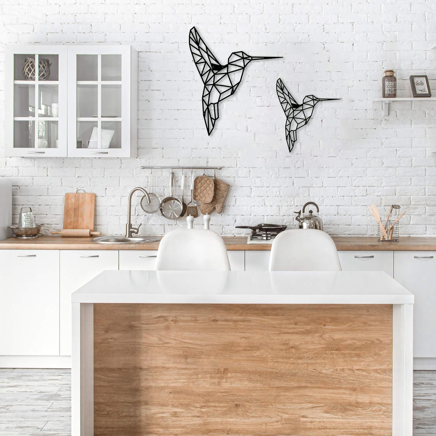 Metalen wanddecoratie - Kolibrie set van 2