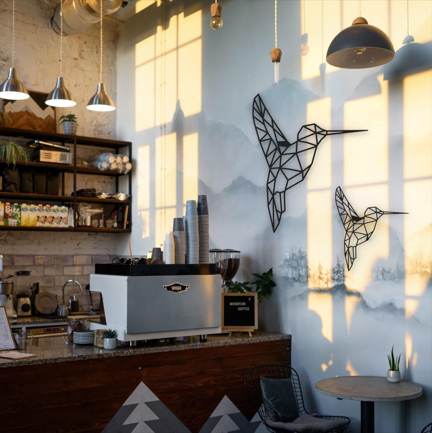 Metalen wanddecoratie - Kolibrie set van 2