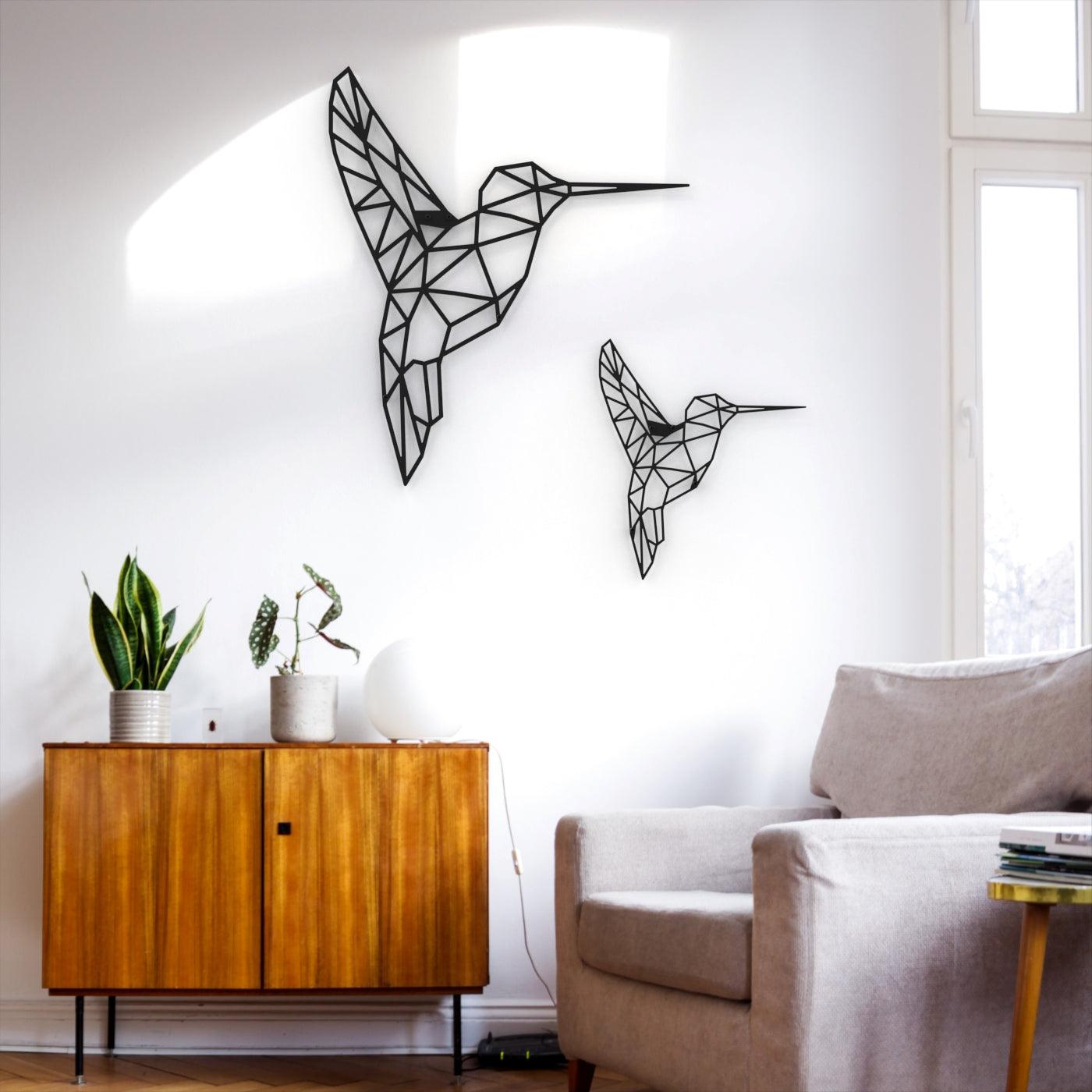 Metalen wanddecoratie - Kolibrie set van 2
