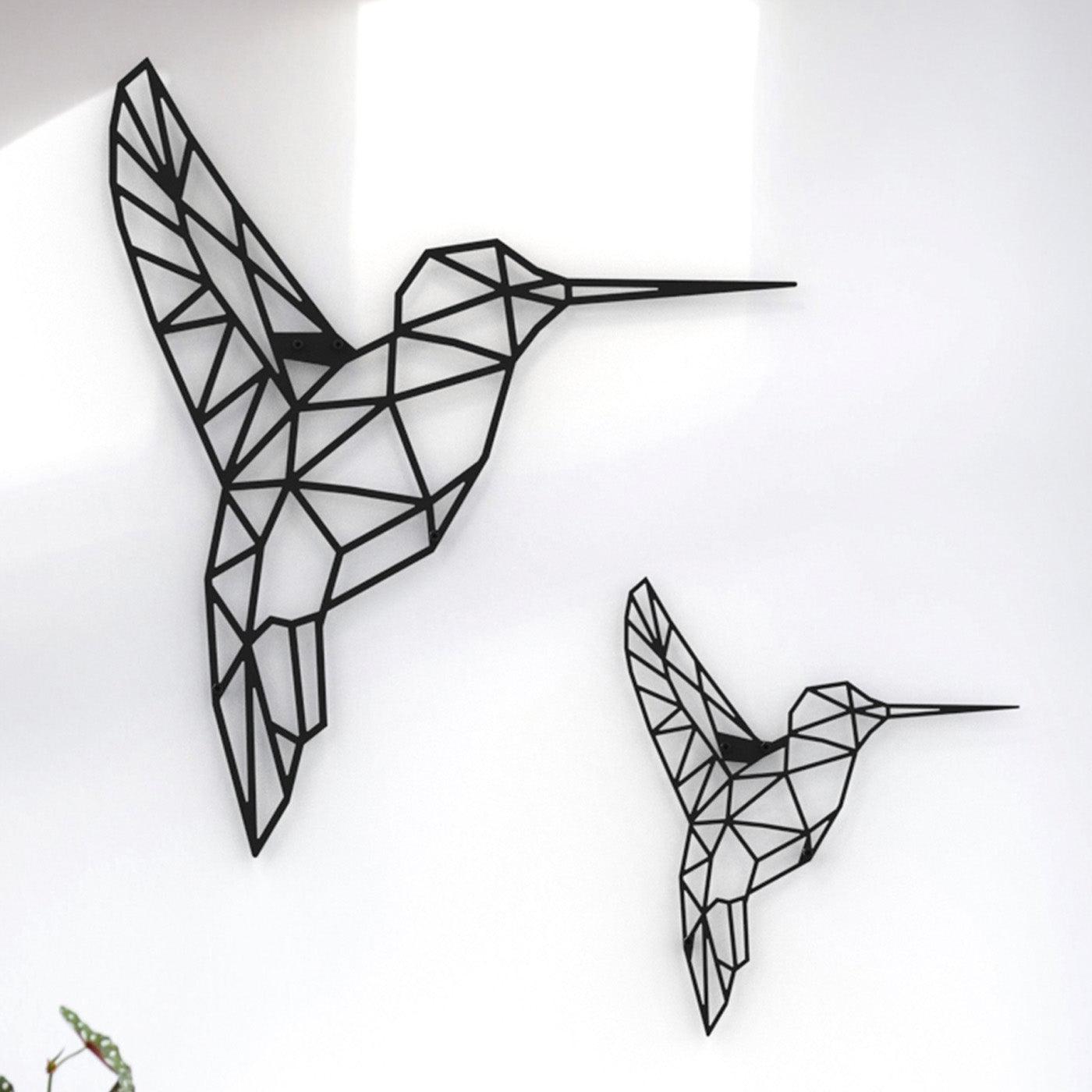 Metalen wanddecoratie - Kolibrie set van 2