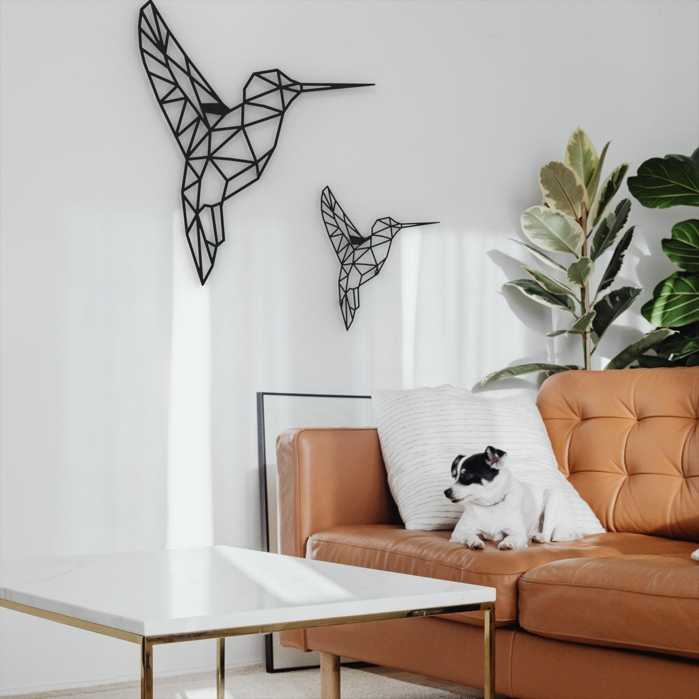Metalen wanddecoratie - Kolibrie set van 2