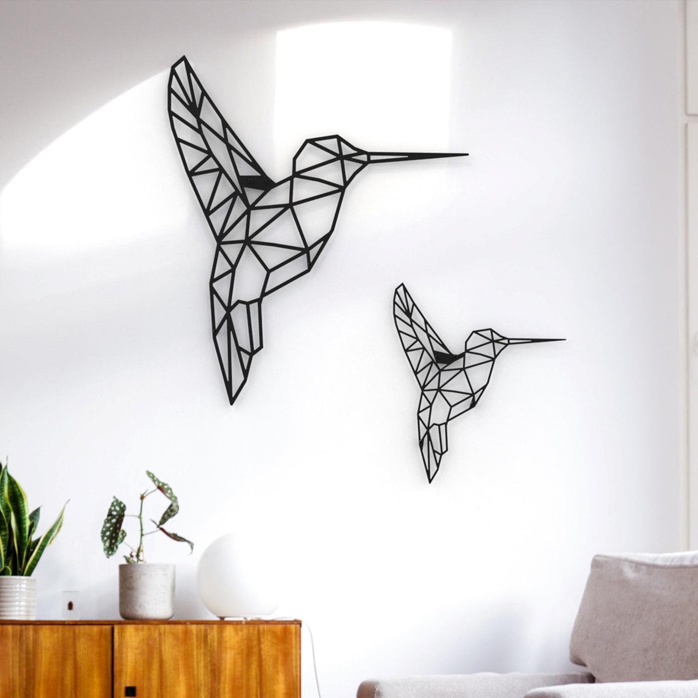 Metalen wanddecoratie - Kolibrie set van 2