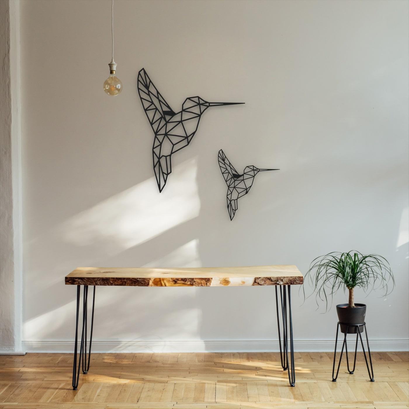 Metalen wanddecoratie - Kolibrie set van 2