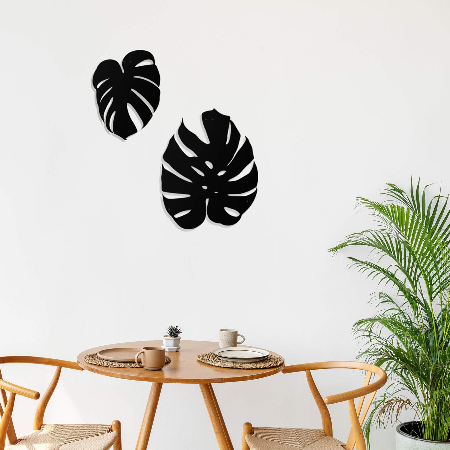 Metalen wanddecoratie - Monstra bladeren set van 2