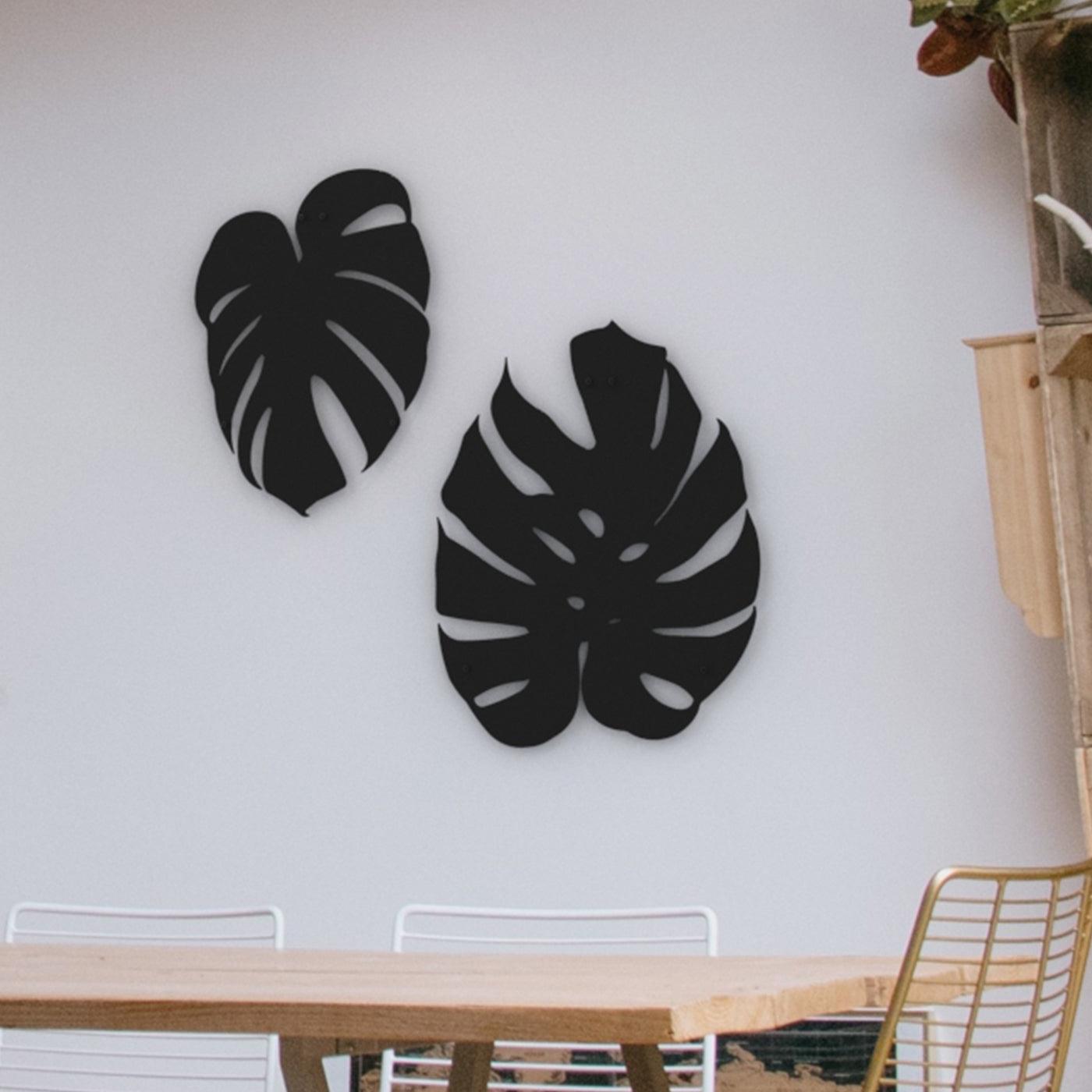Metalen wanddecoratie - Monstra bladeren set van 2