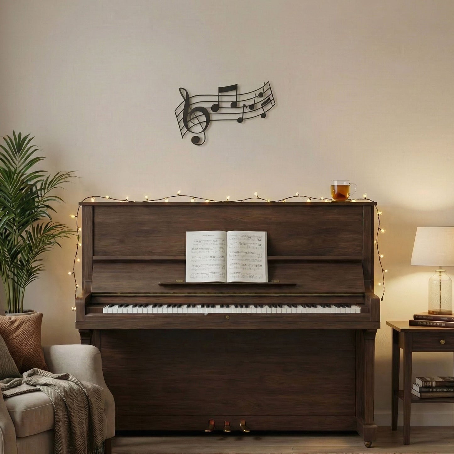 Metalen wanddecoratie - Muzieknoten