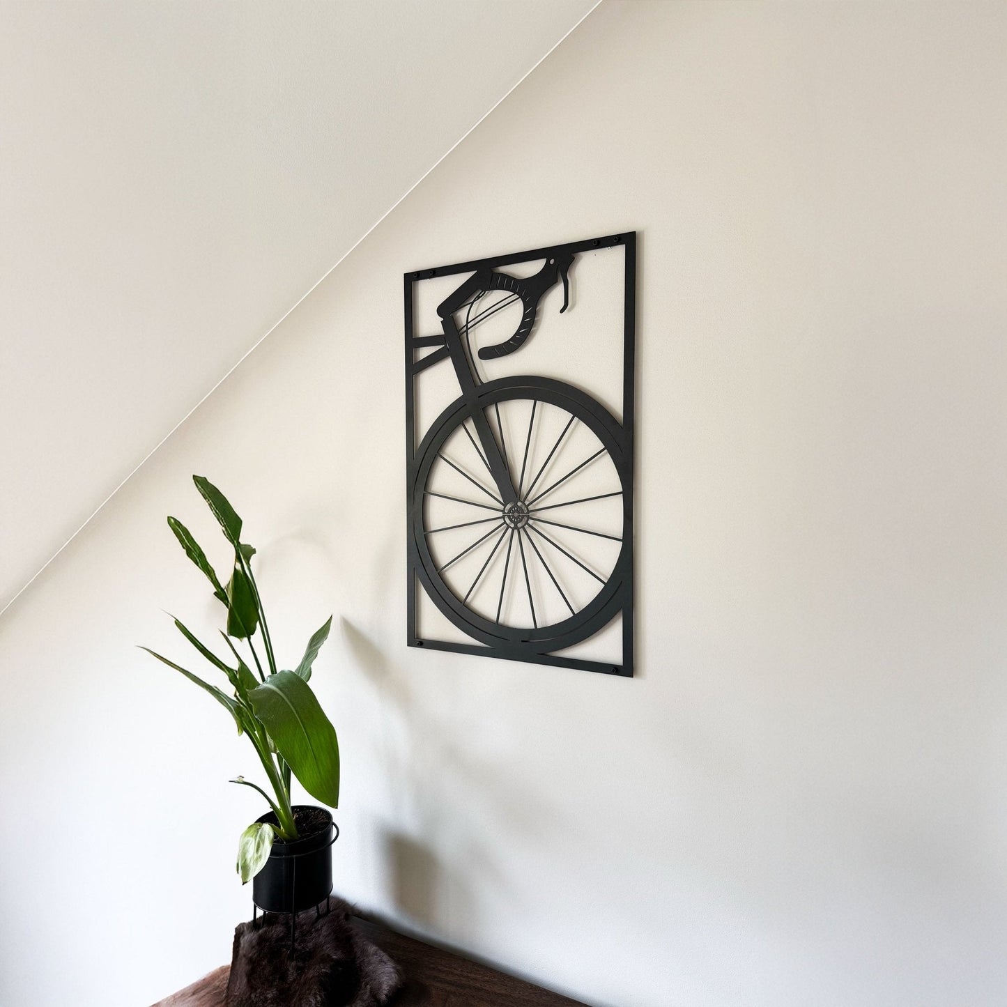 Metalen wanddecoratie - Wielrenfiets 70cm en 35cm