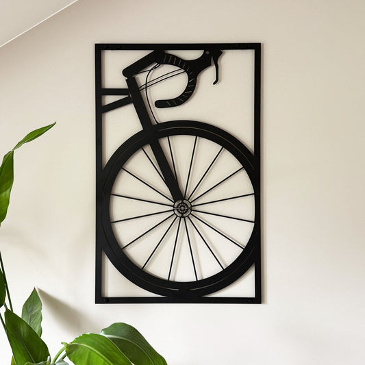 Metalen wanddecoratie - Wielrenfiets 70cm en 35cm