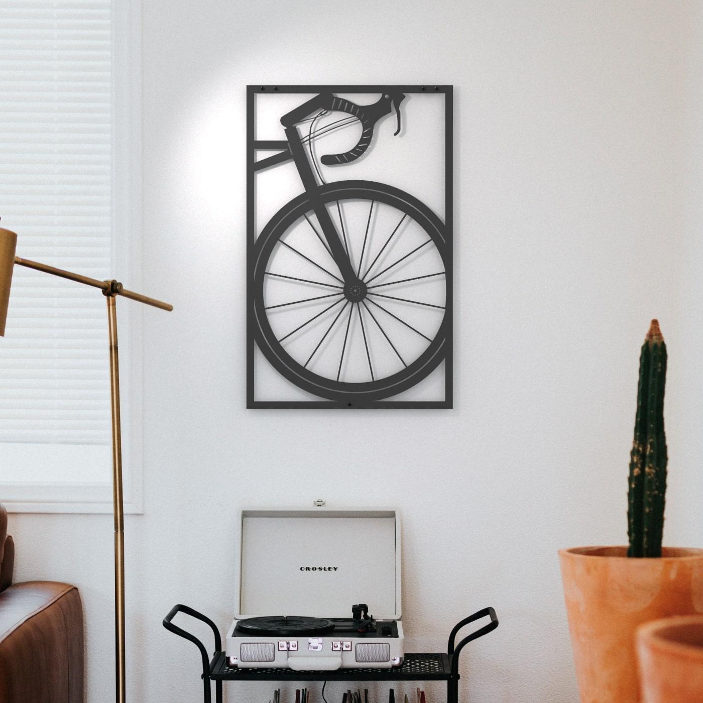 Metalen wanddecoratie - Wielrenfiets 70cm en 35cm
