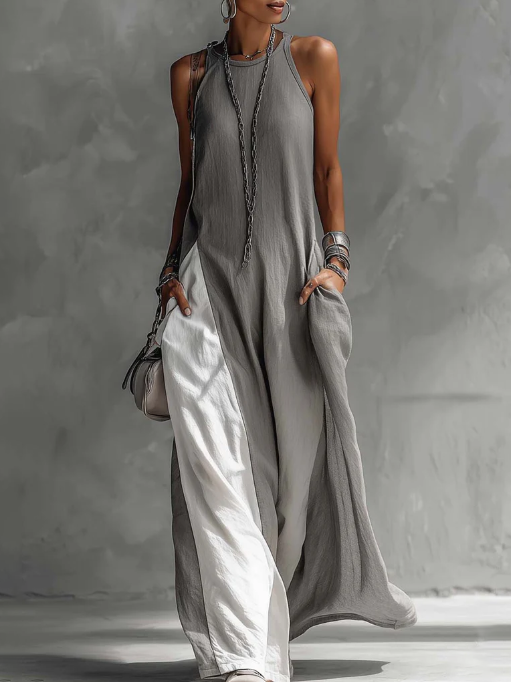 Casual en Gezellige Katoenen Jurk met Kleurvlakken