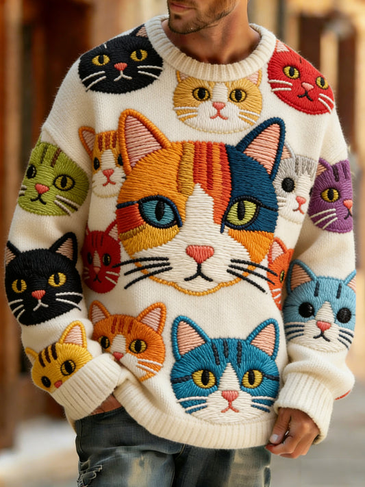 Comfortabele gebreide top in retrostijl met dierenprint