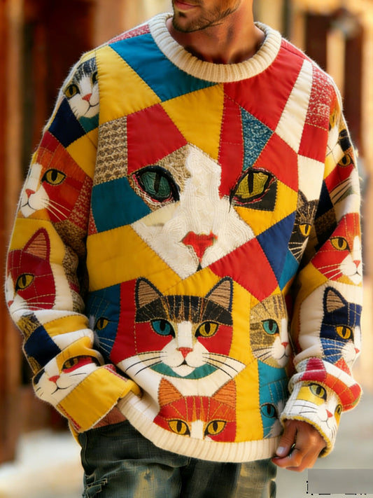 Comfortabele gebreide top in retrostijl met dierenprint