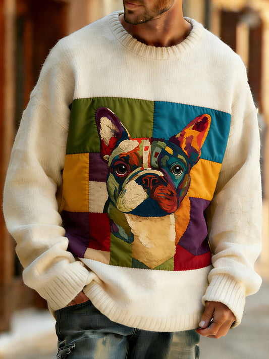 Comfortabele gebreide top in retrostijl met dierenprint